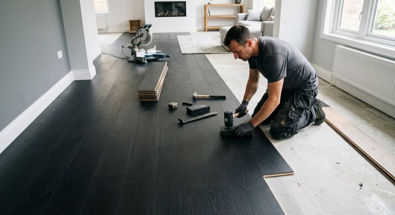 Dark Wood Floor Installation in San Diego County, CA
